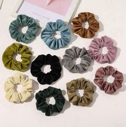 Velvet Scrunchies Hairband Leopard Solid Elastic Hair Bands Women Rubber Bands Girls Ponytail Holder Fashion Hair Accessories 17 Style D6175