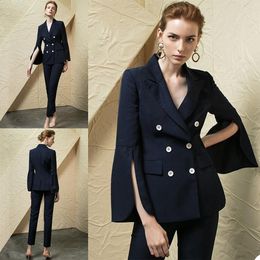 Navy Double Breasted Mother Of The Bride Pant Suits Bridal Suit Blazer Pants Coat Formal Business Party Prom Evening Tuxedos