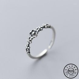 Cluster Rings 925 Sterling Thai Silver Small Flower Shape Ring Adjustable Open Knuckle Finger Jewellery For Women Girls1