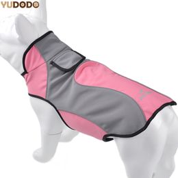 Winter Warm Fleece Dog Outdoor Clothes Elastic Wear-Resistant Waterproof Pet Sportswear Pink Large Dog Coat Jackets S/M/L/XL/2XL T200710