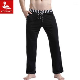 Men's Pants Wholesale-Men Sleep Lounge Loose Cotton Mens Solid Bottoms Breathable Men Casual Man Pyjamas Trousers Home Wear Pyjamas1