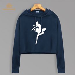 Ballet Dancer Dream Hoodies Autumn New Short Style Cropped Sweatshirts Kawaii Short Hoodie Fashion Women Crop Top Pollovers 201211