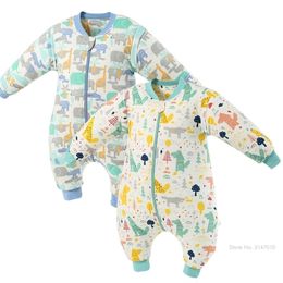 Baby Sleeping Bag Winter with Legs Thick Warm Lined Long Sleeve Sleepsacks born Wearable Bedding Blanket 220216