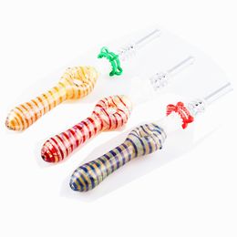 10mm Smoking Accessories colorful creative glass straight tube body with quartz nail clip pipe accessories