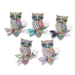 Noosa Plating Dazzling Owl Crystal snowflake Snap Buttons fit DIY 18mm snap button bracelet Necklace ACC ingredients supplier Jewelry