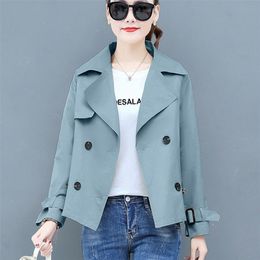 Spring Autumn Trench Coats Women Trench Breasted Long-Sleeve Casual Windbreaker Female Outerwear Loose Plue Size Thin coat 201031