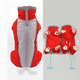 Winter Puppy Dog Clothes Warm Fleece Pet Jumpsuit Male/ Female Reflective Dog Down Jacket Apparel Clothing for Chihuahua Poodles 201114