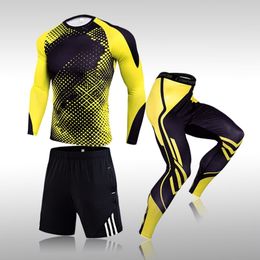3 Pcs Set Men's Workout Sports Suit Gym Fitness Compression Clothes Running Jogging Sport Wear Exercise Rashguard Men 201207