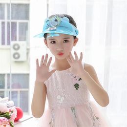 MISSKY Children Girl Boy Summer Sun Hat Cartoon Pattern Sunhat Empty Top Solar Fan Cap Y200714