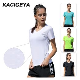 Yoga Tshirt Gym Jerseys Fitness Shirt Trainer Running T-shirts Sport Top Womens Training Short Sleeves Sexy Women Sport Shirts T200605