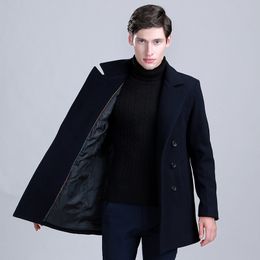 Woolen Coat Polyester Velvet Thick Wool Coat Autumn Winter Casual Blend Coat Long Sleeve Overcoat Male Plus Size Men Clothing LJ201110