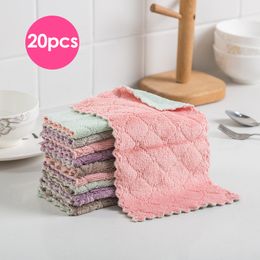 20pcs/lot Kitchen Dish Cleaning Cloth Microfiber Dish Washing Napkin Scouring Pad Rags Household Drying Cleaning Towel 201021