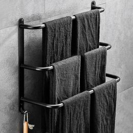 Towel Racks Premium Bar Rack Hanger Double Hook Wall Mounted Bathroom Kitchen Holder