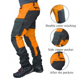 Laamei Men Cargo Pants Military Tactical Pants Casual Men Fashion Colour Block Multi Pockets Sports Long Work Trousers For Men LJ201007