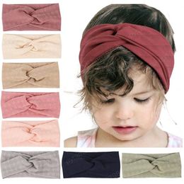 Baby Girls Headbands cross Turban Infant Fashion Elastic Hairbands Children Solid color plaid Headwear kids Hair Accessories Bandanas