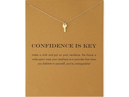 Choker Necklaces With card Gold Silver Key Pendant Necklace For Fashion women Jewellery CONFIDENCE IS KEY