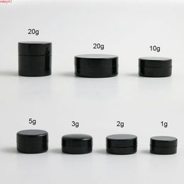 nail art packaging Canada - 500 x 1g 2g 3g 5g 10g 20g Portable Small Makeup Nail Art Cosmetic Jar Packaging Container Black Travelling Cream Potgood qualtity