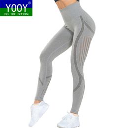YOOY Women's High Waist Gym Leggings Sport Fitness Yoga Pants Sports Tights Woman Push Up Elastic Seamless Leggings News LJ200814