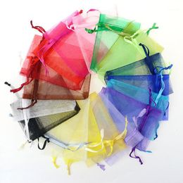 Gift Wrap 100Pcs/set Organza Bag Jewellery Packaging Candy Wedding Party Goodie Packing Favours Cake Pouches Drawable Bags Present1