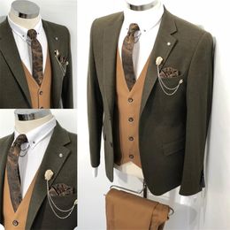 3 piece men suits custom made lapel royal wedding suits high quality handsome formal thick business coatpantvest