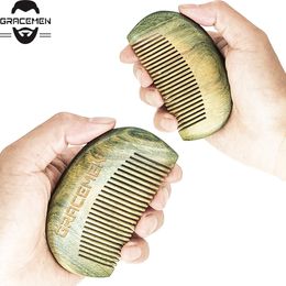 Amazon's Choice MOQ 100pcs Custom LOGO Combs Premium Handmade Semicircle Green Sandalwood Comb for Beard Hair