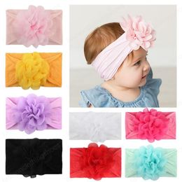 Baby Nylon Headband Children Chiffon Flower Elastic Hairband Fashion Floral Headwear Candy Color Kids Hair Accessories 8 Colors