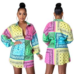 Fashion Women's Blouses & Shirts Hot Digital Printing designer Style letters printie shirts dress Women 2023 spring Outfits Woman Clothing 2372