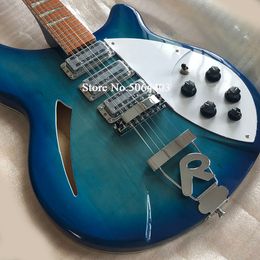 2023 New Arrival 12 String Electric Guitar,Musical Instrument,Blue Paint,Mahogany Fingerboard,Half-Empty Core