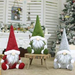 christmas window displays UK - Christmas Home Party Decoration Ornaments Faceless Elderly Dolls Window Display Objects Nordic Style Red Green Gray Optiona45a09