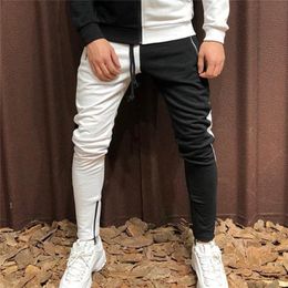 New fashion design stitching two-color trousers men's streetwear men casual men's clothing jogger zipper casual trousers LJ200827