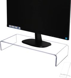 Acrylic Monitor Stand, Acrylic Laptop Computer Riser with Phone Holder, Clear Desk Stand for Keyboard Storage