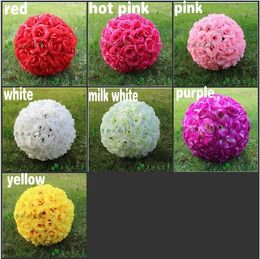 25CM/10" Artificial Encryption Rose Silk Flower Kissing Balls Hanging Ball Christmas Ornaments Wedding Party Decorations Supplie