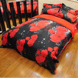 Coxeer Floral Bedding Set 3D Flowers Printed Polyester 230x200cm Duvet Cover Bedsheet with Pillow Sham Comforter Bedding Sets 201120