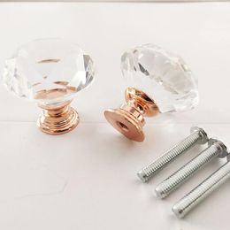 30mm Diamond Crystal Door Knobs Glass Drawer Knobs Kitchen Cabinet Furniture Handle Knob Screw Handles and Pulls Home Hardware EEF4787