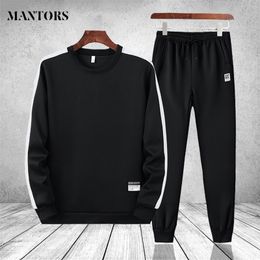 Sportsuit Men Sets Autumn Winter Long Sleeve Hoodies Fitness Tracksuit Mens Casual Pants Brand Clothing Patchwork Brand Set Male 201109