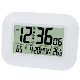 Big LCD Digital Wall Temperature Thermometer Clock Radio Controlled Alarm RCC Table Desk Calendar for Home School Office 220115