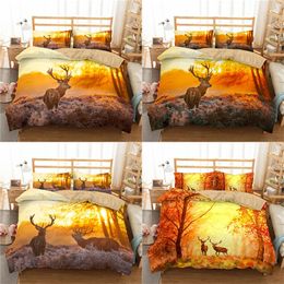 Boniu 3d Deer Pattern Bedclothes Bedding Set With Pillowcase Duvet Cover Animal Printing Bedspreads For Luxury Home Textiles 201021