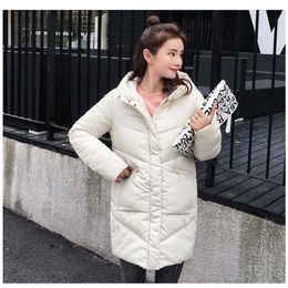 Women's Winter Down Jacket With Zipper Loose Female Long Puffer Coat Hooded Stand Collar Solid Plus Size Casual Thick Outwear 201217