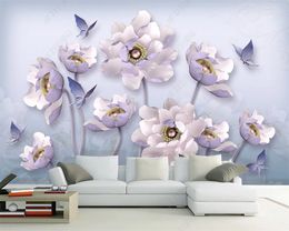 3d Flower Wallpaper 3D Three-dimensional Relief Peony Flower Retro European Jewellery TV Background Wall Romantic Floral 3d Wallpaper