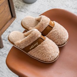 Women Winter Warm Home Slippers Faux Fur Indoor Bedroom Couple House Shoes Soft Slip On Suede Men Women Slippers Big Size VT1603 Y1124