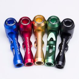 4" Prome metal pipe smoke pipes with glass tube and bowl inside 104mm mixed Colours Stock in LA warehouse