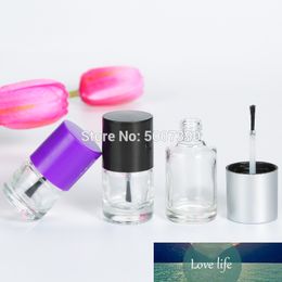 50pcs 5ml 10ml 15ml Round Clear Glass Empty Bottle Nail Polish Bottle Container With A Lid Brush, Nail Gel Bottles