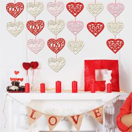 Wooden Love Ornaments 6 Styles Wedding Decorations Valentines Day Gifts Wedding Supplies Party Decoration 8cm*8cm*0.3cm