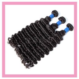 Indian Human Hair 3 Bundles Deep Wave Hair Extensions Natural Colour Virgin Hair Prodcuts Double Wefts 10-30inch Curly