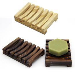 Natural Wooden Soap Dish Anti-slip Bathing Soap Tray Holder Storage Soap Rack Plate Box Container Bath Shower Plate fast ship