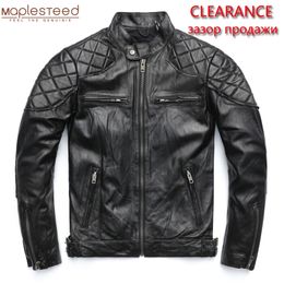 SALE CLEARANCE 100% Natural Cowhide/ Sheepskin Soft Leather Jacket Men Motorcycle Jackets Biker Clothing Man Leather Coat M011 201119