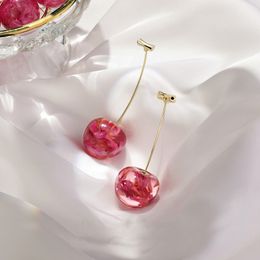 New Arrival Dominated Acrylic fashion Geometric fine Women Drop Earrings contracted sweet cherry modelling long earrings Christmas Gift