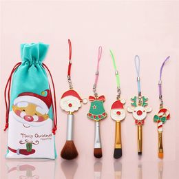 Christmas Makeup Brush Set Santa Claus Elk Candy Mini Make Up Tool Powder Eye Shadow Blush Blending Skin-friendly Cosmetic