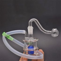 Cheapest Glass oil burner Bong thick Pyrex Glass water pipe Recycler Oil Rig with glass oil burner pipe and silicone tube Dhl shipping