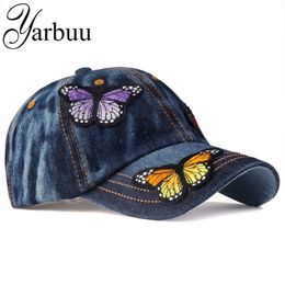 [YARBUU]Brand Baseball Cap women casual snapback hat for Butterfly new fashion solid jeans caps summer sun lady denim cap Y200714